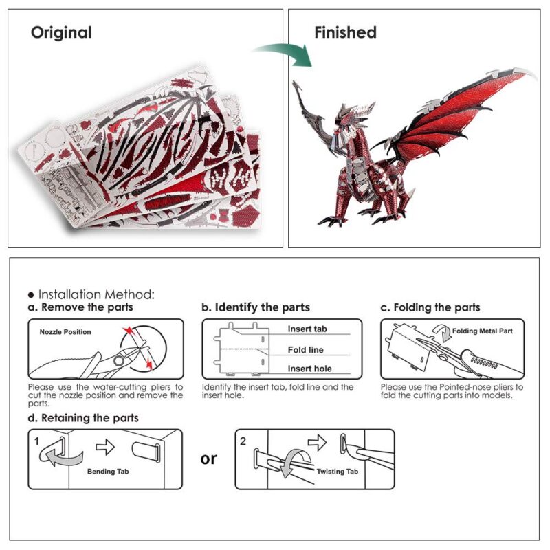 Piececool Black Dragon King 3D Metal Model Kit (107 Pcs)