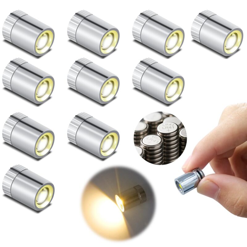 Mini LED Lights, 10 PCS Small Spotlight Battery Operated Tiny SMD Lamp for DIY Craft & Creative Decor. Perfect for Miniatures, Displays, and Custom Projects(Warm White)