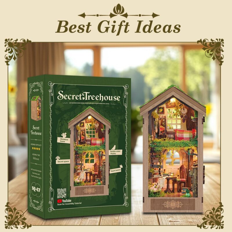 Luuwik The Secret Treehouse DIY Book Nook Kit with LED