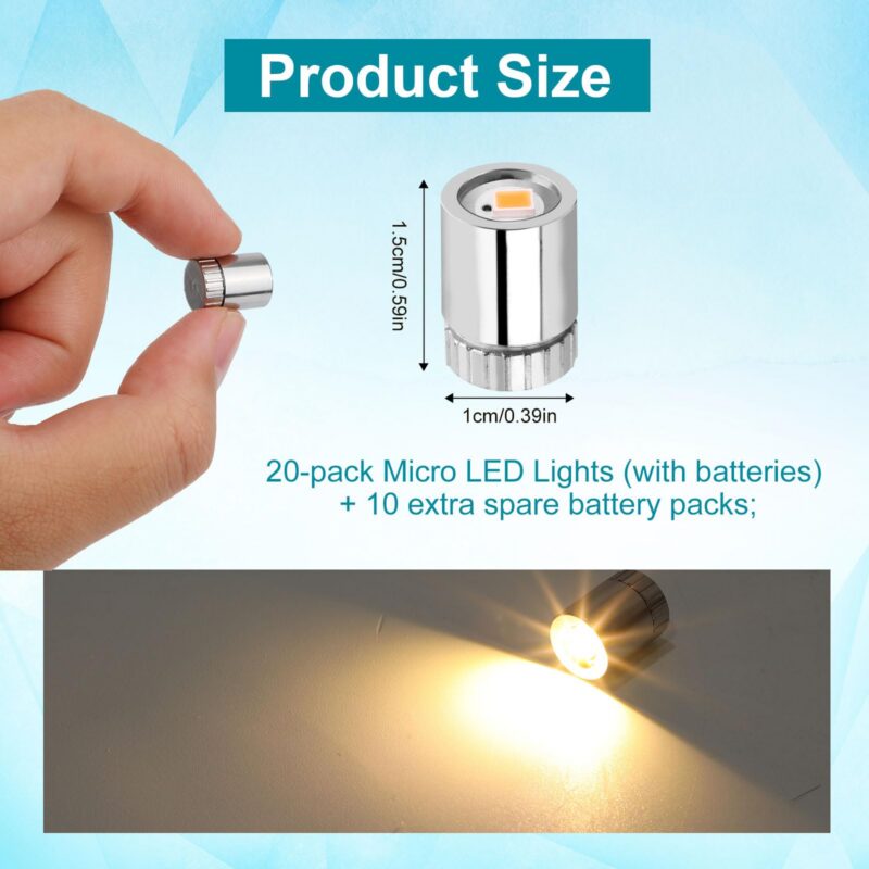 10-Pack Miniature LED Lights, Battery Powered (Warm White)