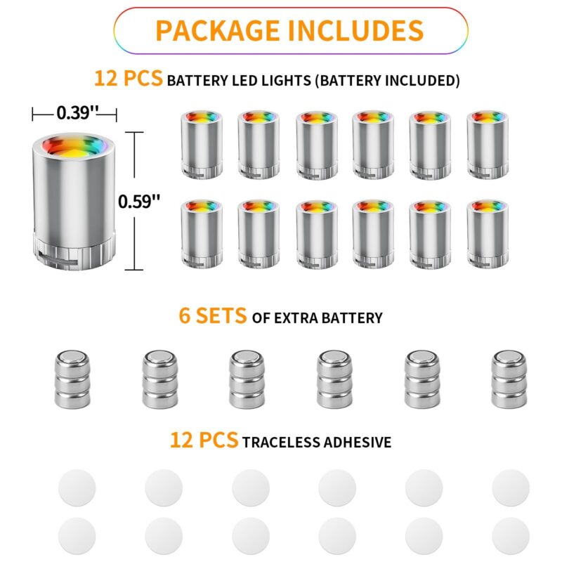 12-Pack Mini RGB LED Lights, Battery Powered