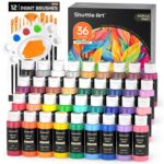 Shuttle Art Acrylic Paint, 36 Colors Acrylic Paint Set with Brushes & Palette, 2oz/60ml Bottles, Rich Pigments Non-toxic for Artists Kids & Adults, Painting on Canvas Rocks Ceramic Wood