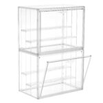 LXLXXL Acrylic Display Case for Collectibles 3 Layer Adjustable Figure Display Cases with Magnetic Door Clear Stackable Display Box for Figures Showcase 2Pack