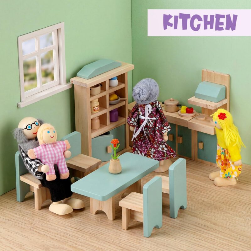35-Piece 1:12 Dollhouse Furniture Set with Figures