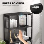 4-Tier Glass Display Cabinet with LED Lights (Black)