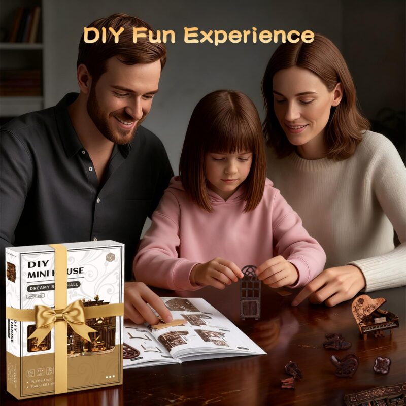 3dvase 3D Wooden DIY Book Nook Kit with LED Light