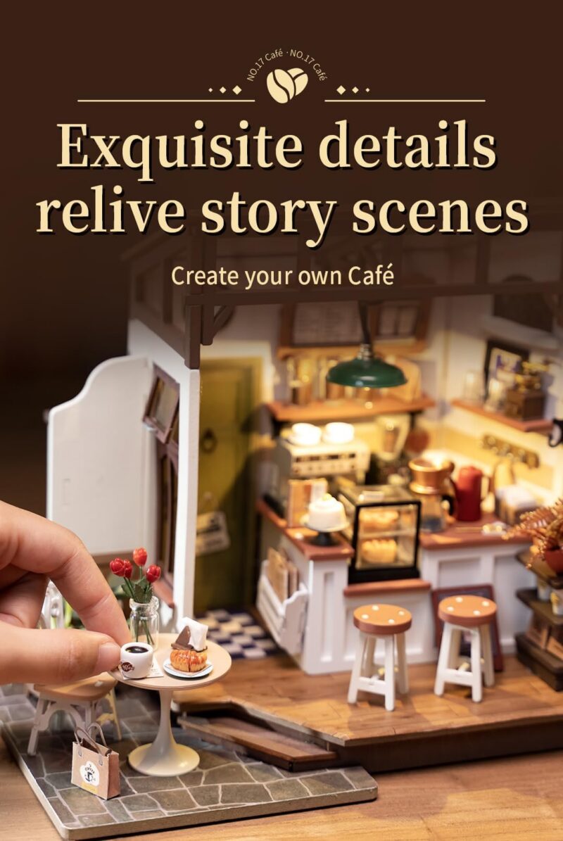 rowood No.17 Cafe DIY Miniature House Kit with LED