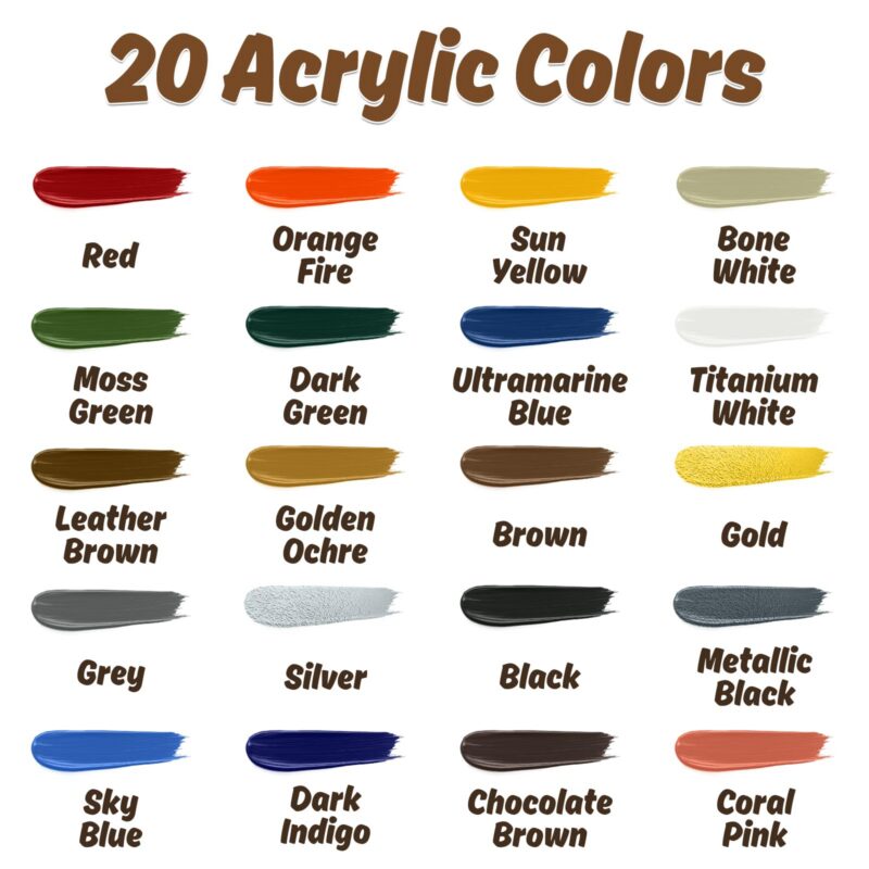 20-Color Model Paint Set with Brushes