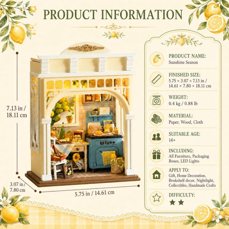 Spilay Sunshine Season DIY Book Nook Kit with LED