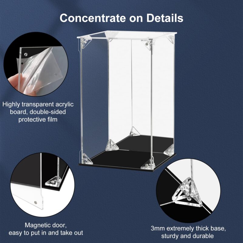 Clear Acrylic Display Case with Mirrored Back (6x6x10 in)