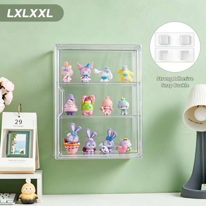 3-Tier Wall-Mounted Acrylic Display Case with Magnetic Door