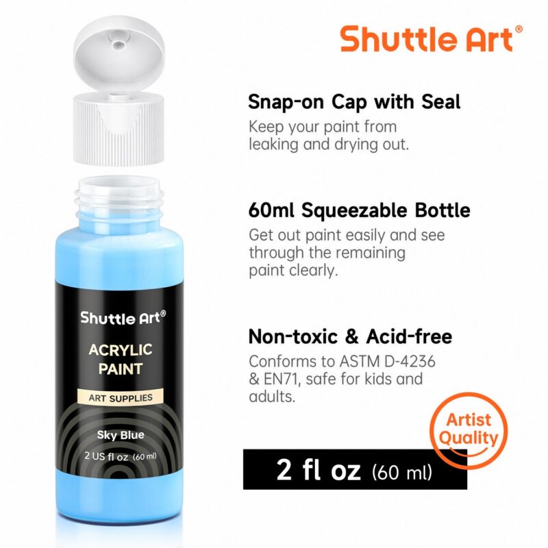 50-Color Acrylic Paint Set (60ml Bottles)