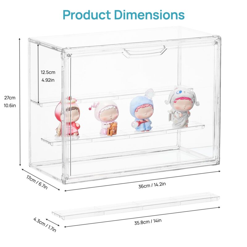 Stackable Acrylic Display Case with Magnetic Door (2-Pack)