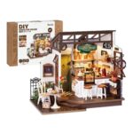 Rolife Miniature Dollhouse Kit, Coffee Shop Miniature Dollhouse Kits for Adults to Build, Wooden Mini House Model with LED Lights DIY Crafts Birthday Gifts and Hobbies Home Decor
