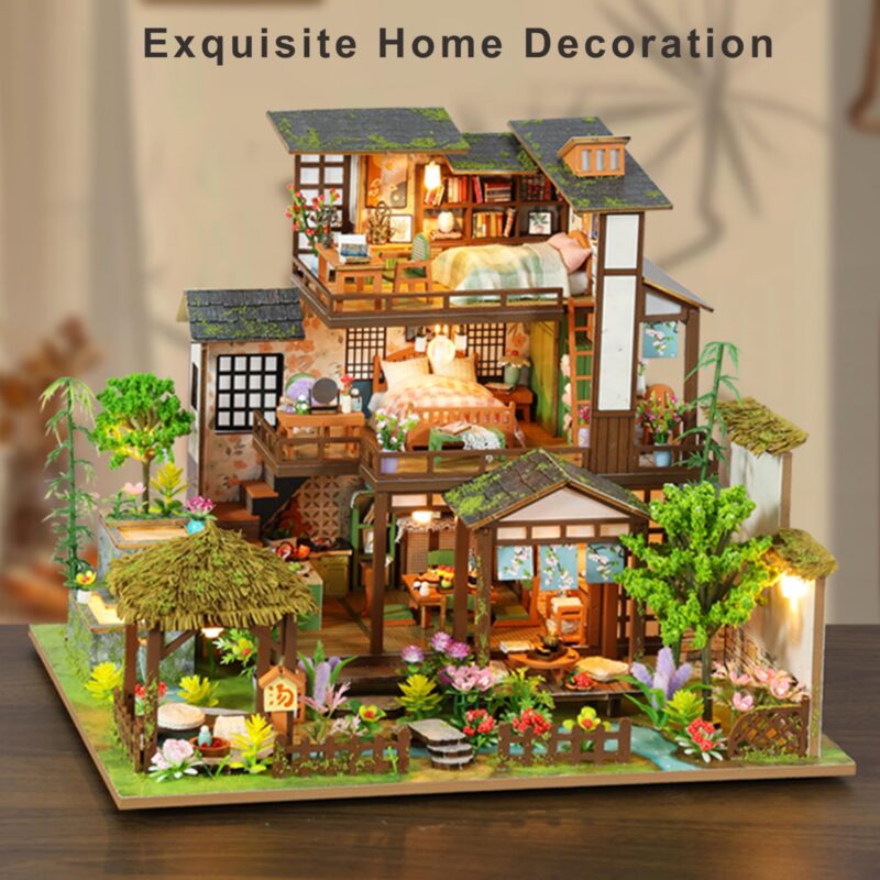 Isseve Bamboo Spring Courtyard DIY Miniature House Kit