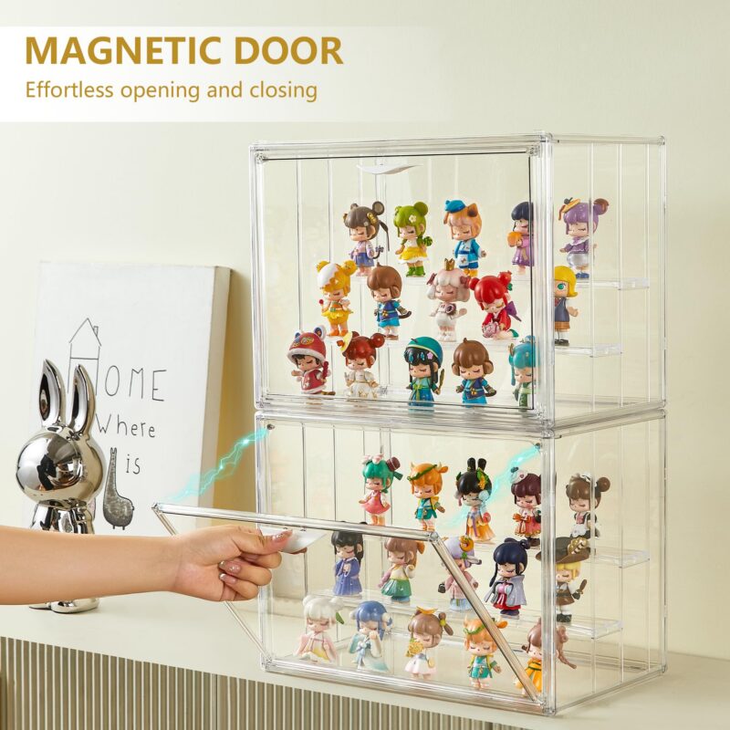 3-Layer Acrylic Display Case with Magnetic Door (2-Pack)