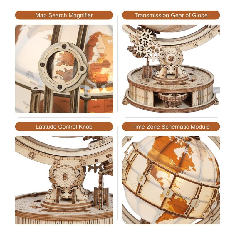 Rokr Illuminated Globe 3D Wooden Puzzle with LED