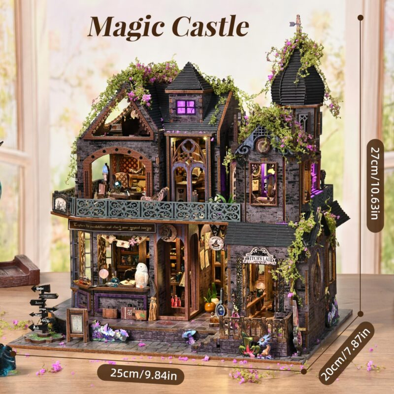 Toyqi Magic Castle DIY Dollhouse Kit with Music Box