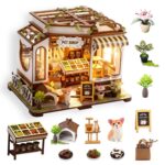 DIY Miniature House Kit- Miniature House Kit Adults Pet Shop Tiny House Kit Tiny Home Kit Birthday Gifts 3D Wooden Puzzle Home Decoration, Book Nook Kit for Adults Dollhouse Booknook