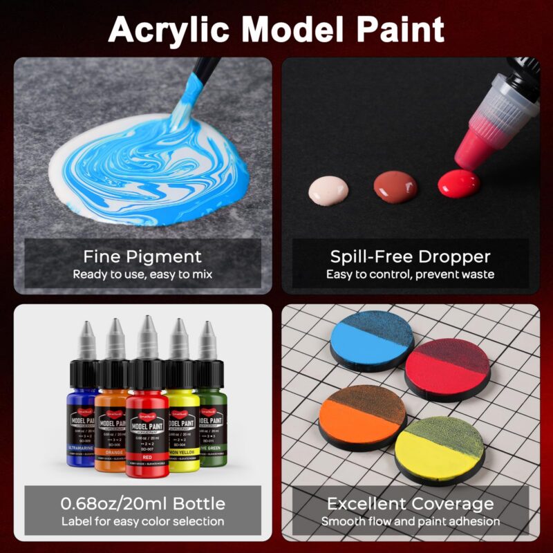 20-Color Model Paint Set with Brushes & Thinner