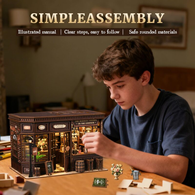 Sunnino Corner Tavern DIY Book Nook Kit with LED