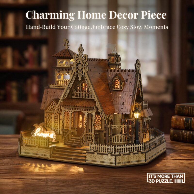 Funpola Countryside Cottage 3D Wooden Puzzle with LED