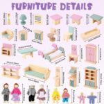 35-Piece 1:12 Dollhouse Furniture Set with Figures