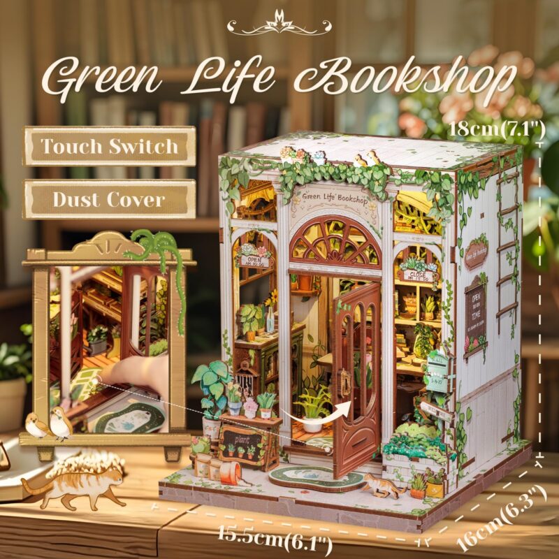 Cutebee Green Life Bookshop DIY Book Nook Kit