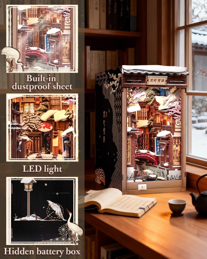 Cutebee Kyoto Snow Whisper DIY Book Nook Kit with LED