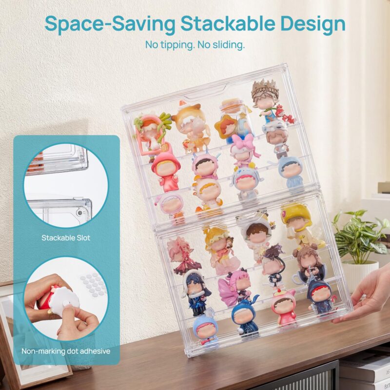Stackable Acrylic Display Case with Magnetic Door (2-Pack)