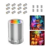Novantl 12 Pack Mini LED Lights, RGB Light Small LED Lights Battery Powered for Crafts, Tiny Miniature Spotlights, Wireless Dollhouse Lights for Displays, Party,Wedding,Halloween Decorations
