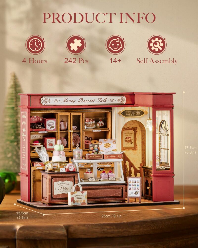 Rolife Vintage French Dessert Shop DIY Miniature House Kit with LED