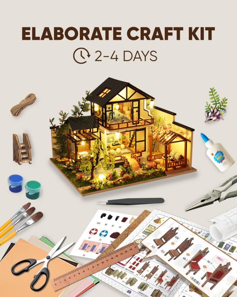 Flybean Japanese House DIY Miniature House Kit with LED