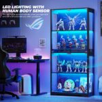 4-Tier Glass Display Cabinet with LED Lights (Black)