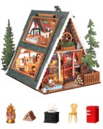 Rolife DIY Miniature House Kit A-Frame Cabin, 3D Wooden Puzzle Tiny House with Openable Skylight for Teens & Adults, Cozy Forest Cabin Décor, Creative Gift for Birthday & Holidays