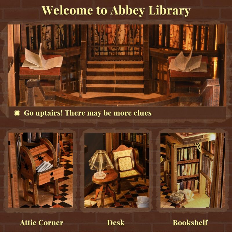 MiniCity Abbey Library DIY Book Nook Kit with LED