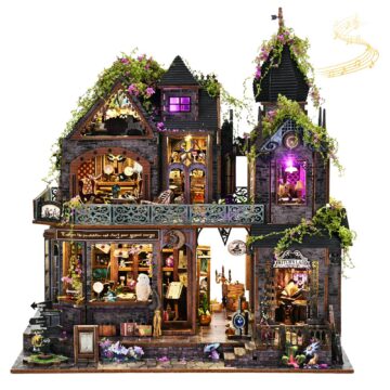 TOYQI Miniature Dollhouse Kit House Kit, DIY Mini House Kit for Adult, 3D Wooden Puzzle Book Nook Kit with Music Box, Diorama Building Bookshelf Decor Gifts for Family Lovers - Magic Castle