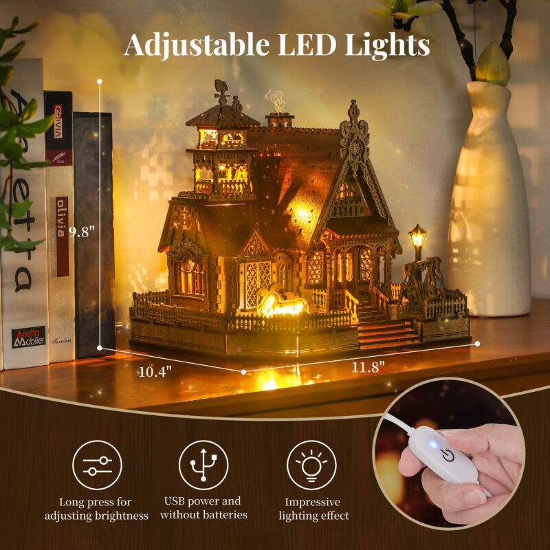 Funpola Countryside Cottage 3D Wooden Puzzle with LED