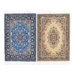 iLAND Miniature Dollhouse Accessories Vintage of Carpet for Dollhouse Furniture on 1/12 Scale and 3” - 12” Dolls, Woven Dollhouse Rugs 6” x 3.8”(2pcs Brilliance)