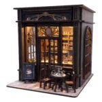 Coffee Shop Book Nook Kit, DIY Miniature House Kit with Led Light for Adult and Teens, 3D Wooden Puzzles Book Nook, Tiny House, Gifts for Family and Friends (with Assembly Manual)