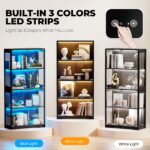 4-Tier Glass Display Cabinet with LED Lights (Black)