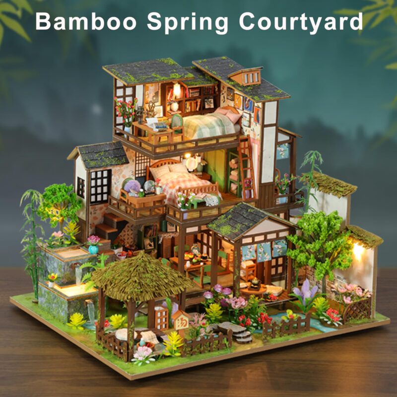 Isseve Bamboo Spring Courtyard DIY Miniature House Kit