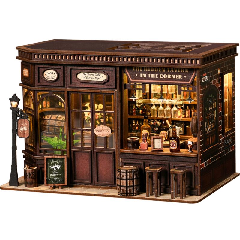 SUNNINO Book Nook Kits for Adults - DIY Miniature Bookshelf Insert with LED Lights, Creative Craft Book Nook Kits for Adults, Fantasy Corner Tavern Diorama Room Decor, Gift for Book Lovers