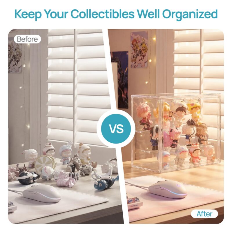 Stackable Acrylic Display Case with Magnetic Door (2-Pack)