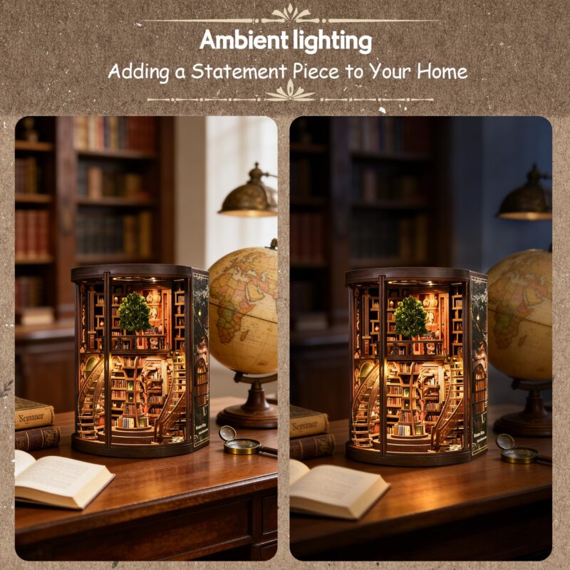 Soothee Wisdom Library DIY Book Nook Kit with LED