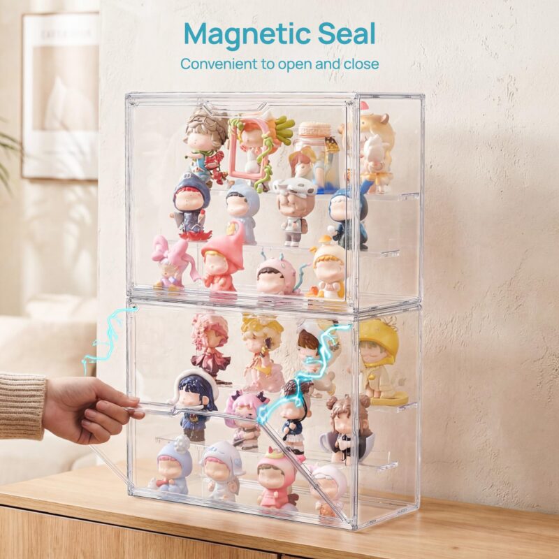 Stackable Acrylic Display Case with Magnetic Door (2-Pack)
