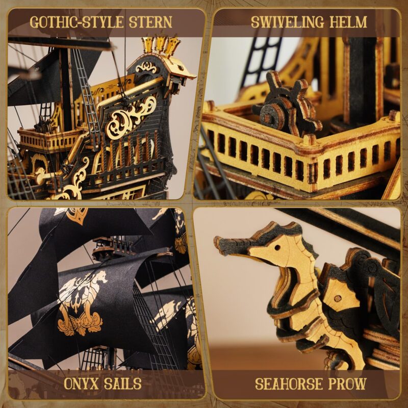 Rokr Seahorse Barque 3D Wooden Puzzle (603 Pcs)