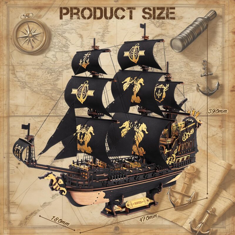 Rokr Seahorse Barque 3D Wooden Puzzle (603 Pcs)