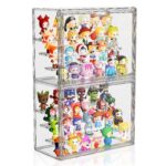MSHOMELY Clear Acrylic Display Case for Collectibles 4 Layer Hobby Figure Display Case Box with Shelves Stackable Figurine Display Boxes for Funko Pop Mart Labubu Model, 2 Pack