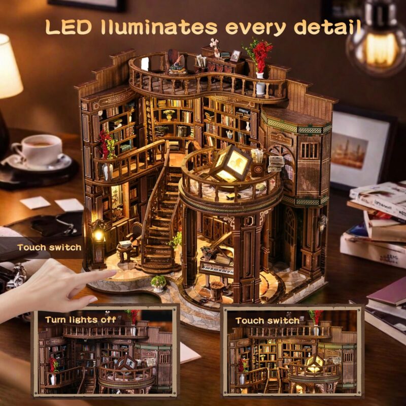 3dvase 3D Wooden DIY Book Nook Kit with LED Light